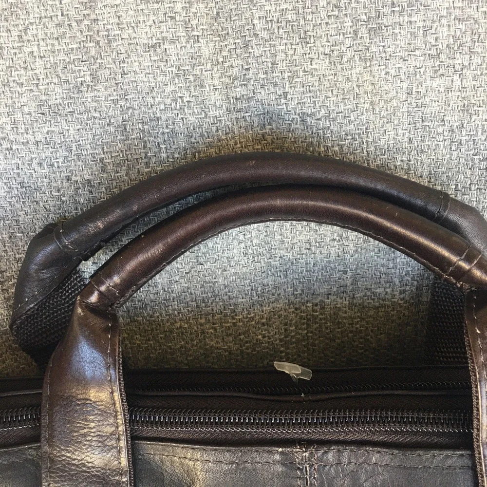 Vintage Kenneth Cole Laptop Bag Briefcase Brown Pebbled Leather 7 Compartments